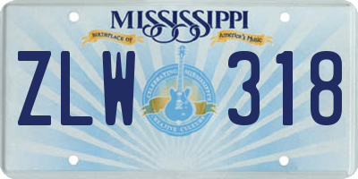 MS license plate ZLW318
