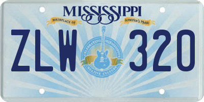 MS license plate ZLW320