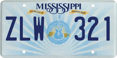 MS license plate ZLW321