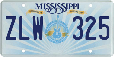 MS license plate ZLW325