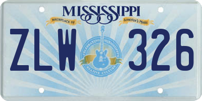 MS license plate ZLW326