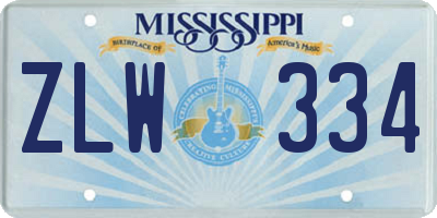 MS license plate ZLW334