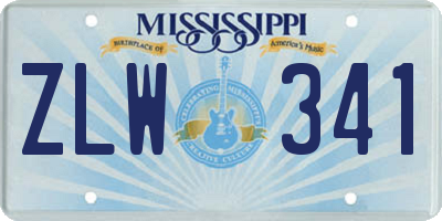 MS license plate ZLW341