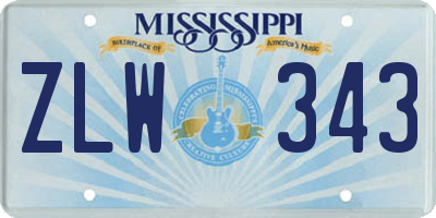 MS license plate ZLW343