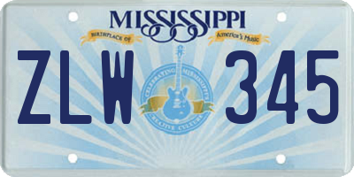 MS license plate ZLW345