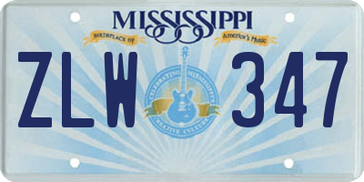MS license plate ZLW347