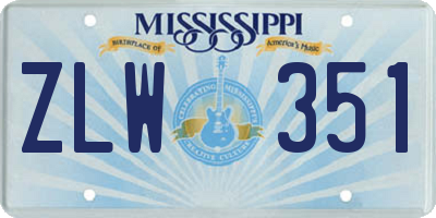 MS license plate ZLW351