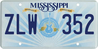 MS license plate ZLW352