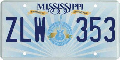 MS license plate ZLW353