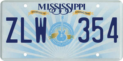 MS license plate ZLW354