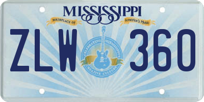MS license plate ZLW360