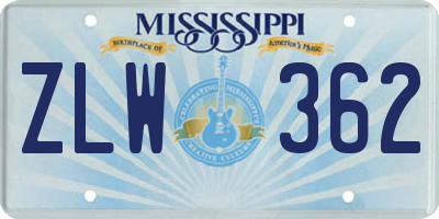 MS license plate ZLW362
