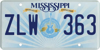 MS license plate ZLW363