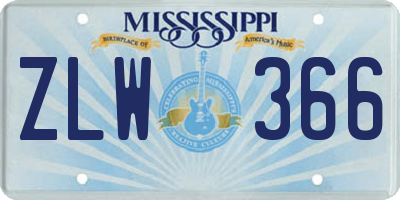 MS license plate ZLW366