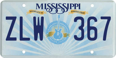 MS license plate ZLW367