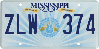 MS license plate ZLW374