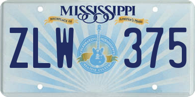 MS license plate ZLW375