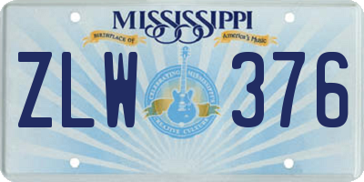MS license plate ZLW376