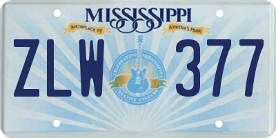 MS license plate ZLW377
