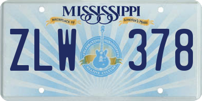MS license plate ZLW378