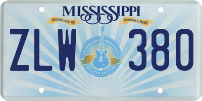 MS license plate ZLW380