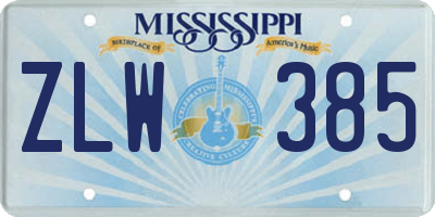 MS license plate ZLW385