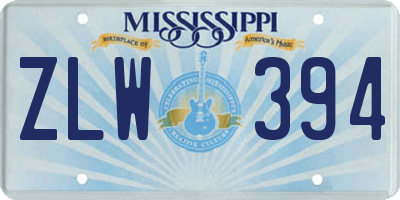 MS license plate ZLW394