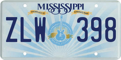 MS license plate ZLW398