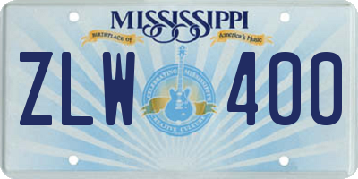 MS license plate ZLW400