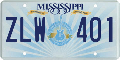 MS license plate ZLW401