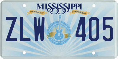 MS license plate ZLW405