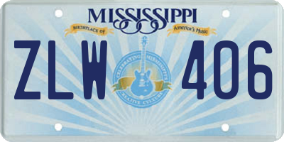 MS license plate ZLW406