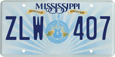 MS license plate ZLW407