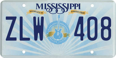 MS license plate ZLW408