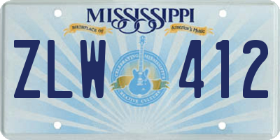MS license plate ZLW412