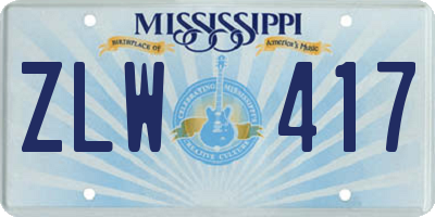 MS license plate ZLW417