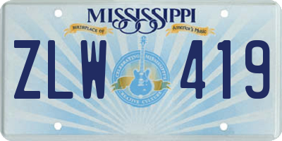 MS license plate ZLW419