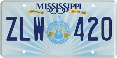 MS license plate ZLW420