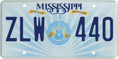 MS license plate ZLW440