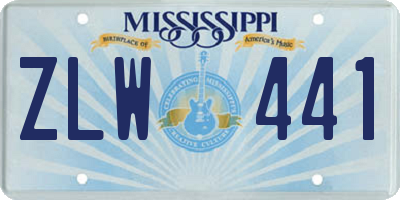 MS license plate ZLW441