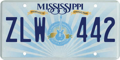 MS license plate ZLW442