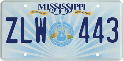 MS license plate ZLW443
