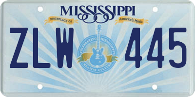 MS license plate ZLW445