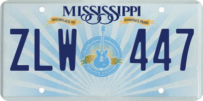 MS license plate ZLW447