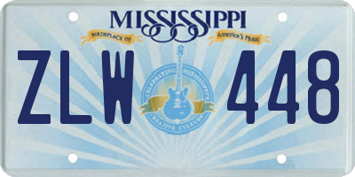 MS license plate ZLW448