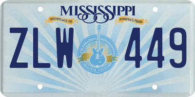 MS license plate ZLW449