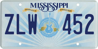 MS license plate ZLW452