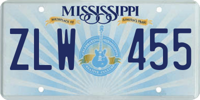 MS license plate ZLW455