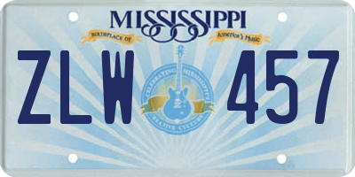 MS license plate ZLW457