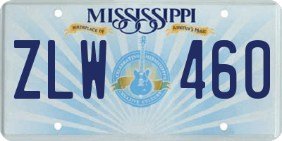 MS license plate ZLW460
